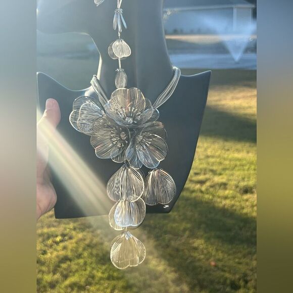 Zara Floral Silver Plated Necklace and Earrings Set - Picture 7 of 11